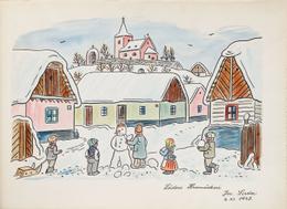 Josef Lada - Building a Snowman