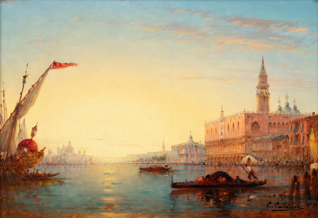 Charles Clément Calderon - Gondolas in the Venetian Lagoon