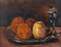 Jan Slavíček - Zátiší s pomeranči a sklenkou - Photo 1