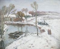 Josef Ullmann - Zimní krajina s rybníkem a chalupou - Photo 1